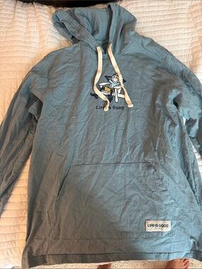Life Is Good Light Blue Hoodie with Character Graphic